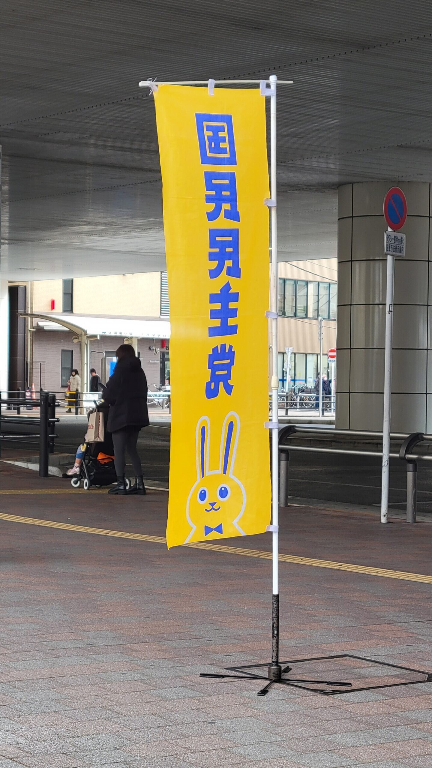 国民民主党の旗_石神井公園駅